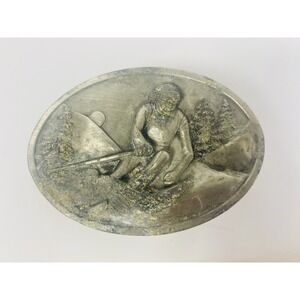 Bergamot Brass Works Downhill Skiing Belt Buckle 1984‎ Made In USA As Is